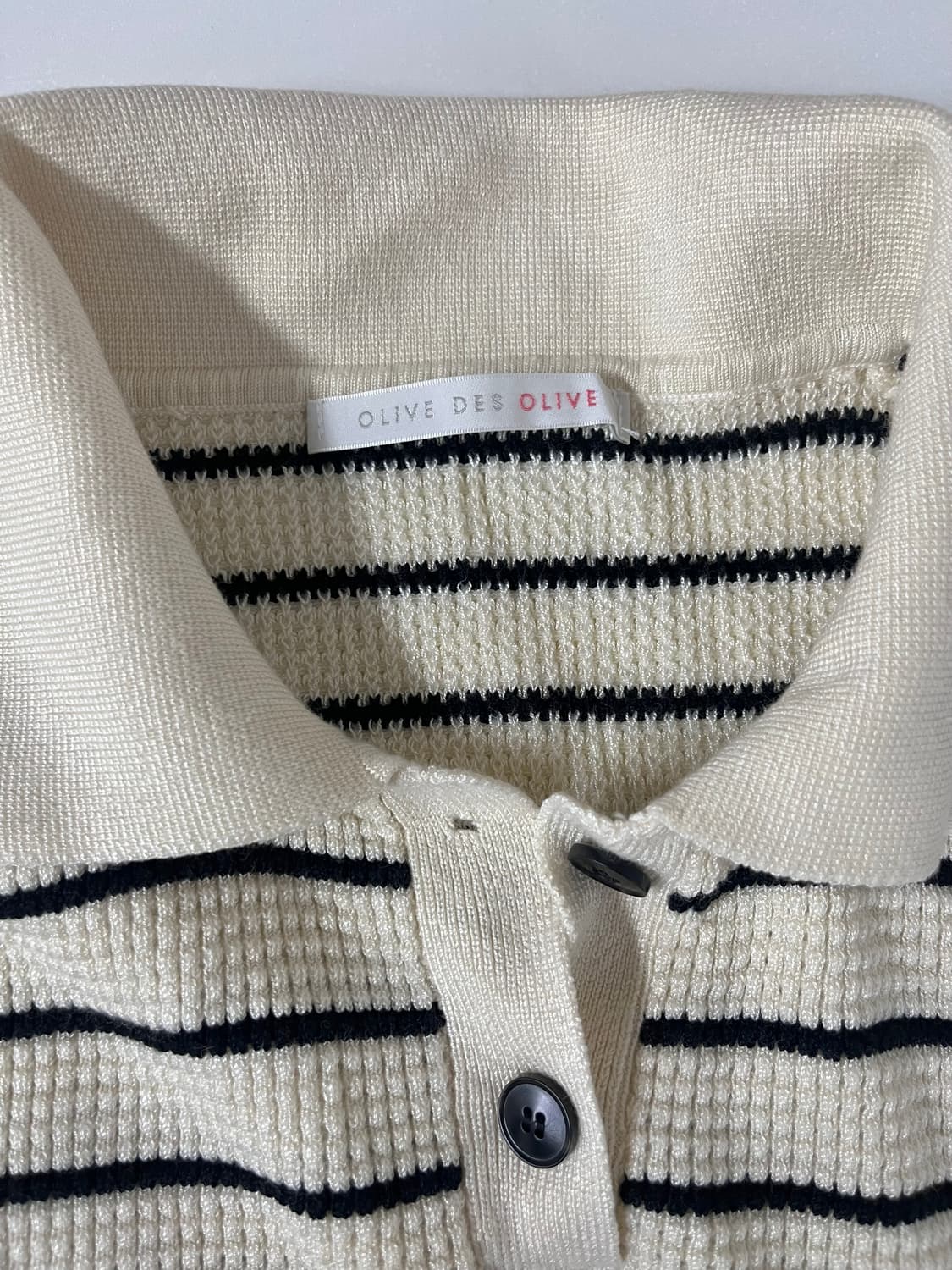 F) 올리브데올리브 24ss 카라 반팔 니트 아이보리 상품이미지3