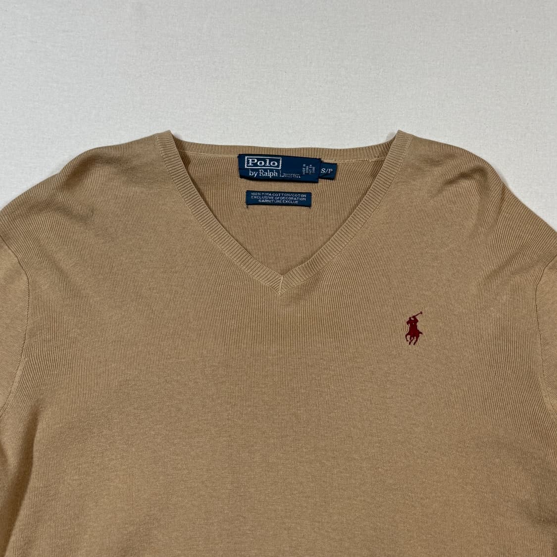 S) 폴로 랄프로렌 피마코튼 브라운 브이넥 니트 상품이미지3