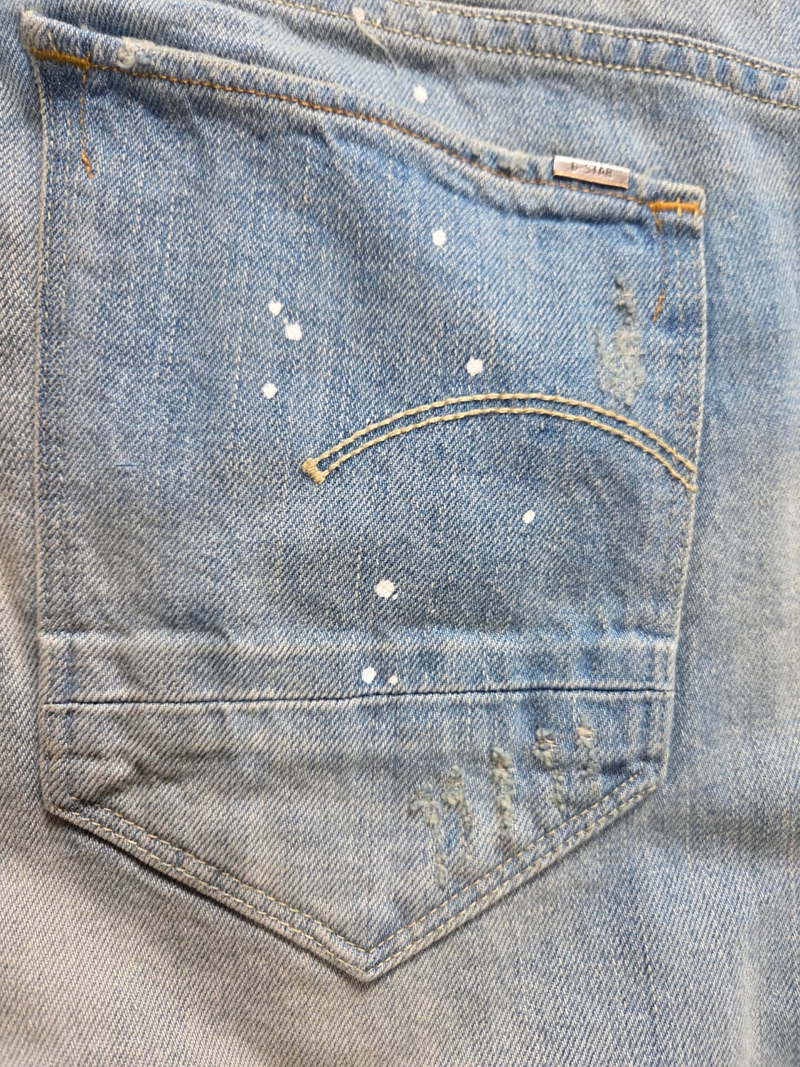 G-STAR RAW 청바지 라이트블루 페인팅 컷팅 여성(W29/L32) 상품이미지6