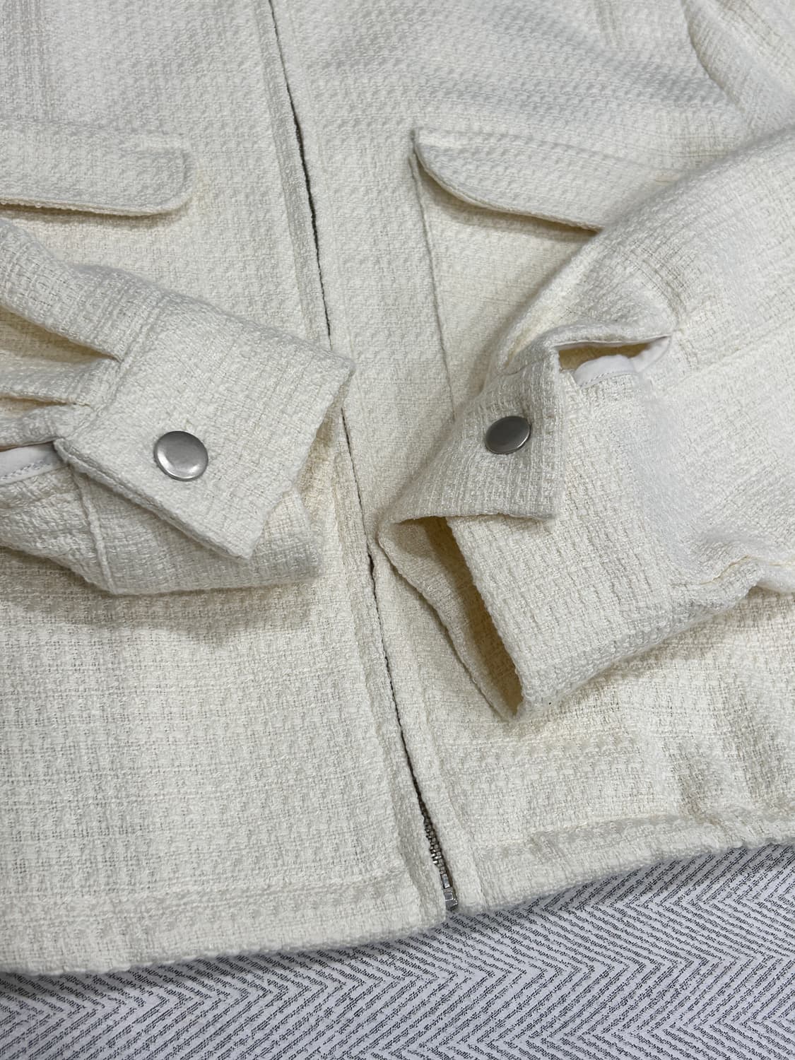 SOARE 크롭 트위드 집업 자켓  F 아이보리 상품이미지6