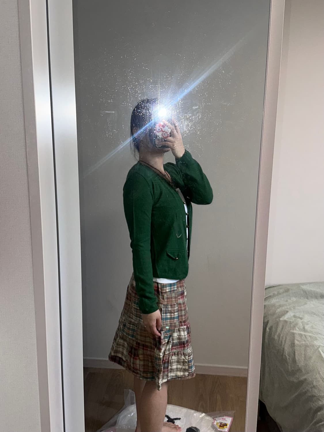 모리걸 아오이유우 빈티지 초록색 가디건 상품이미지2