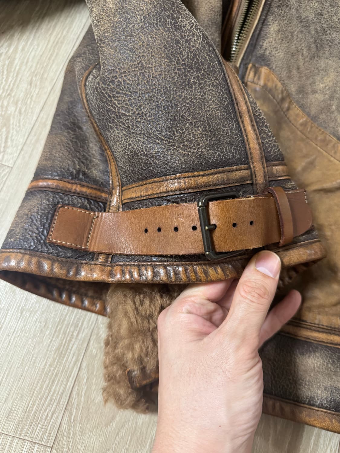 L (14FW) 폴로 랄프로렌 b-3 무스탕 가죽 자켓 브라운 상품이미지5