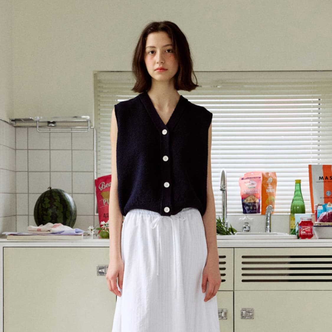 hfm 히든포레스트마켓 허니비 오픈 니트 베스트가디건 프리사이즈 새상품 상품이미지2