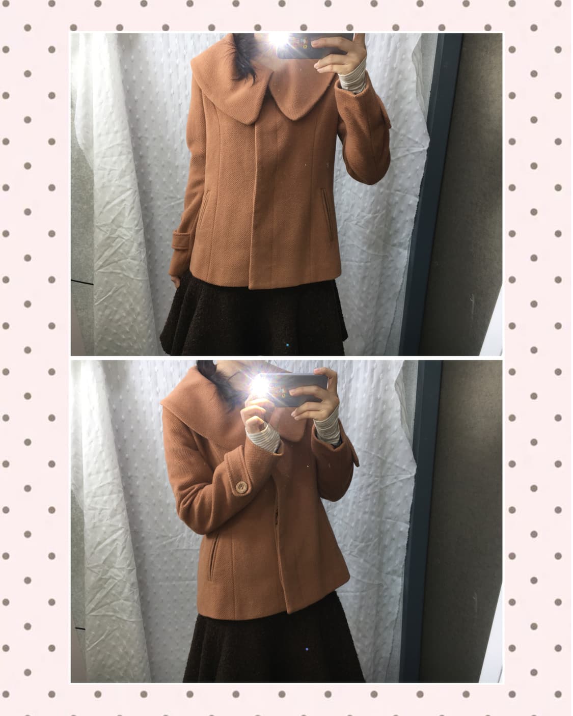 카멜브라운 카라 울혼방 숏코트 상품이미지2