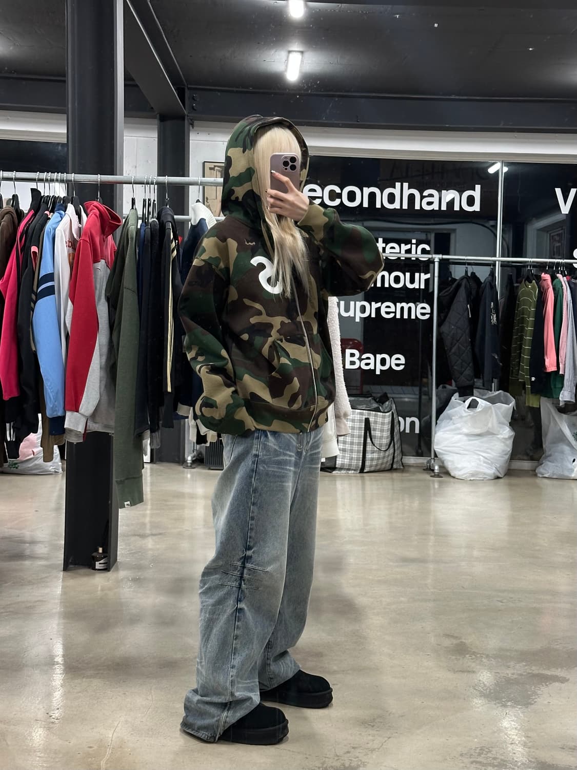 25 FW 슈프림 S 로고 집업 후드 스웨트셔츠 카모 상품이미지3