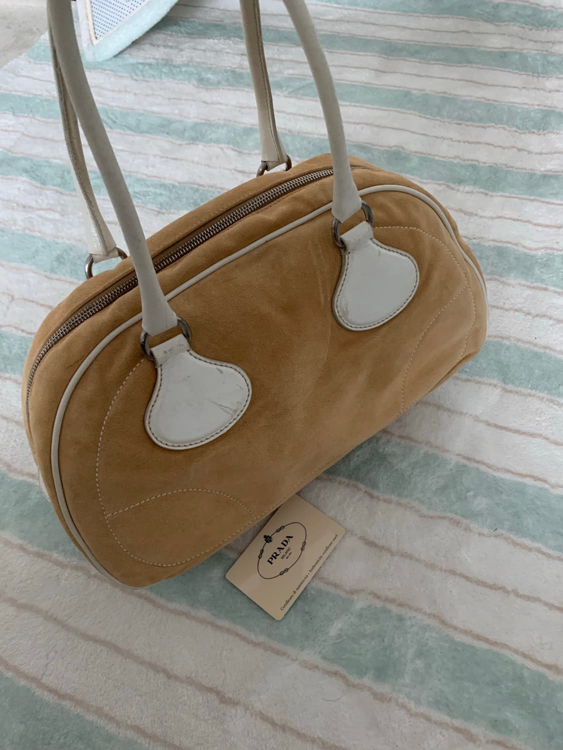 프라다 스웨이드 가방 볼링백 정품 상품이미지5