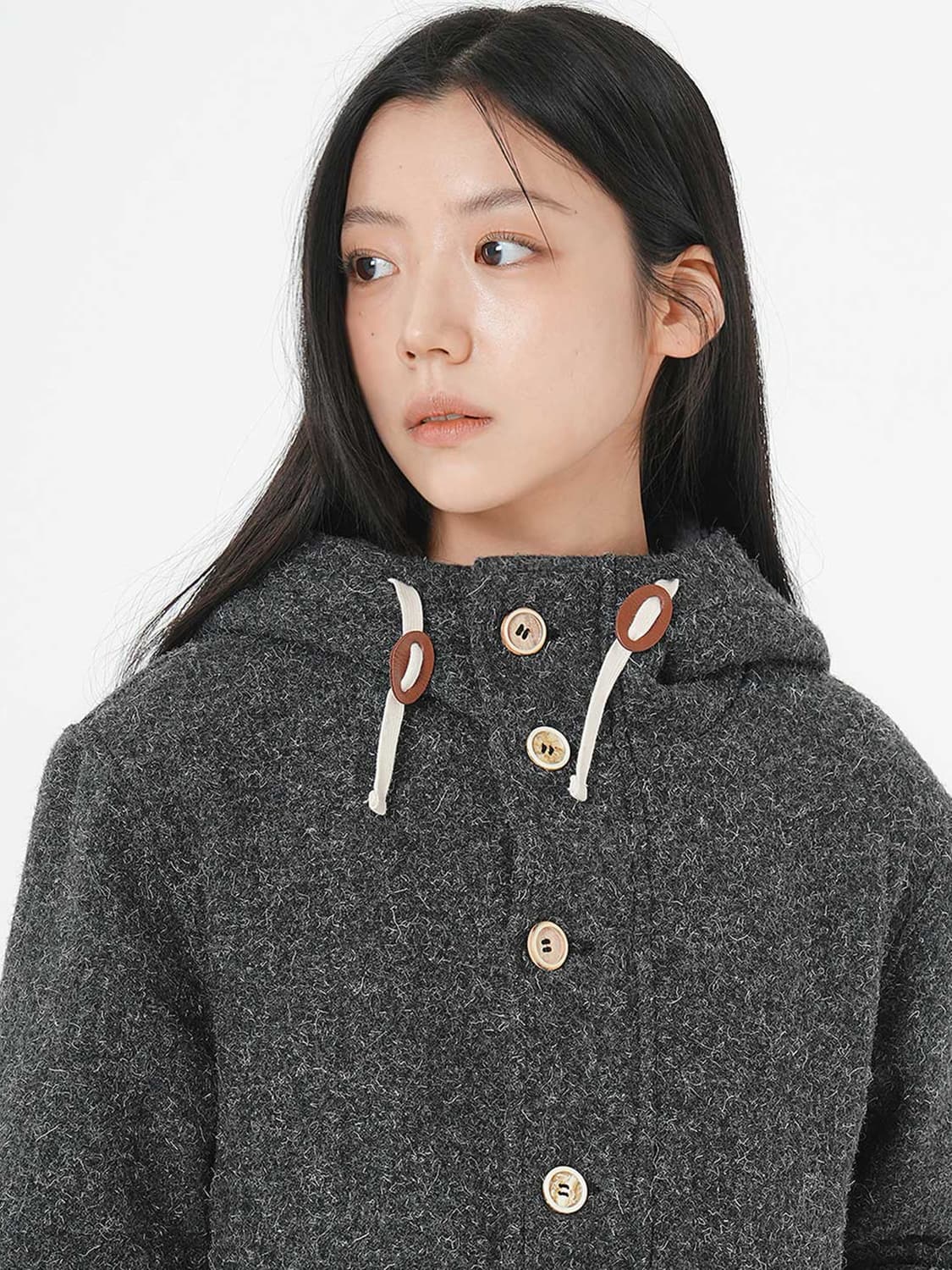 사파리스팟 1/2 울 퀄팅 후디드 코트 차콜 상품이미지6