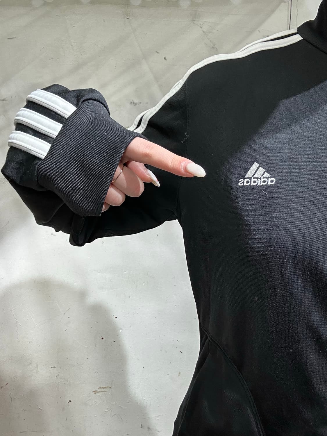 아디다스 블랙 화이트 삼선 트랙탑 져지 L 상품이미지4