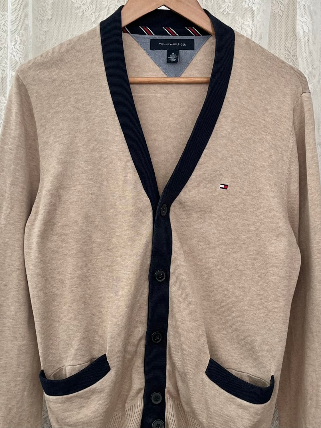 M) 타미힐피거 브이넥 가디건 베이지 상품이미지3