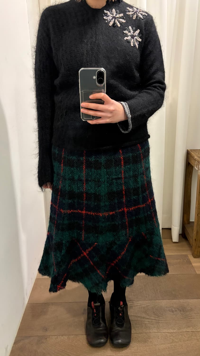 Boucle Check Flare Skirt 상품이미지2