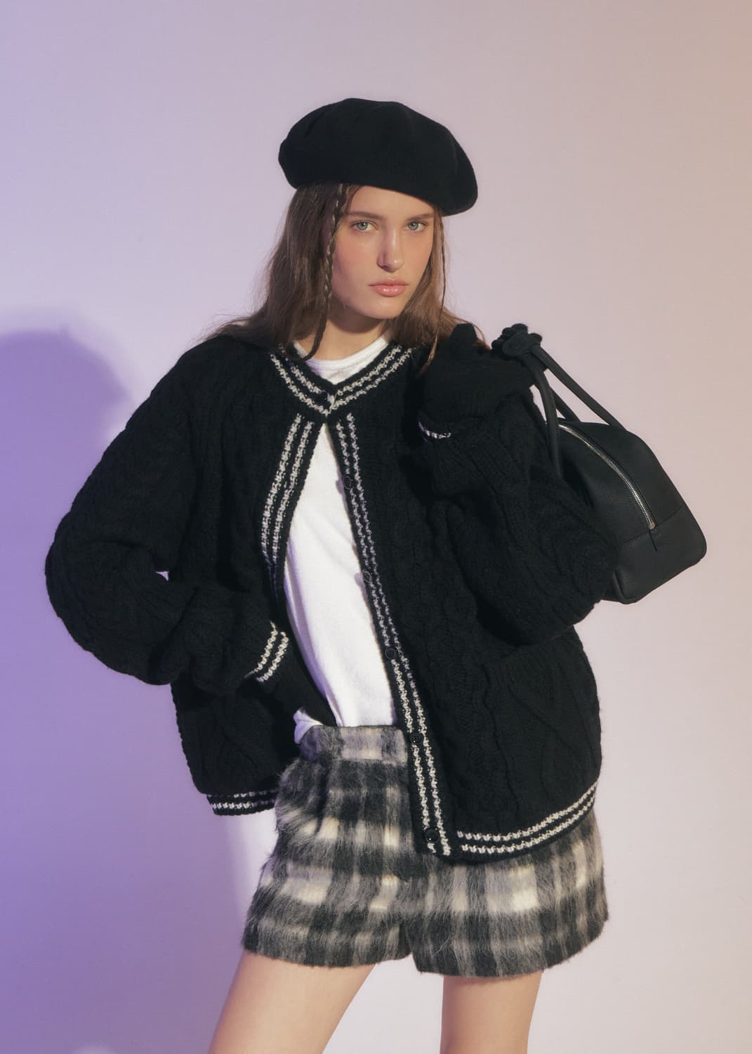 그로브 블로우 로우라이즈 쇼츠 팬츠 그레이체크 M사이즈 상품이미지1