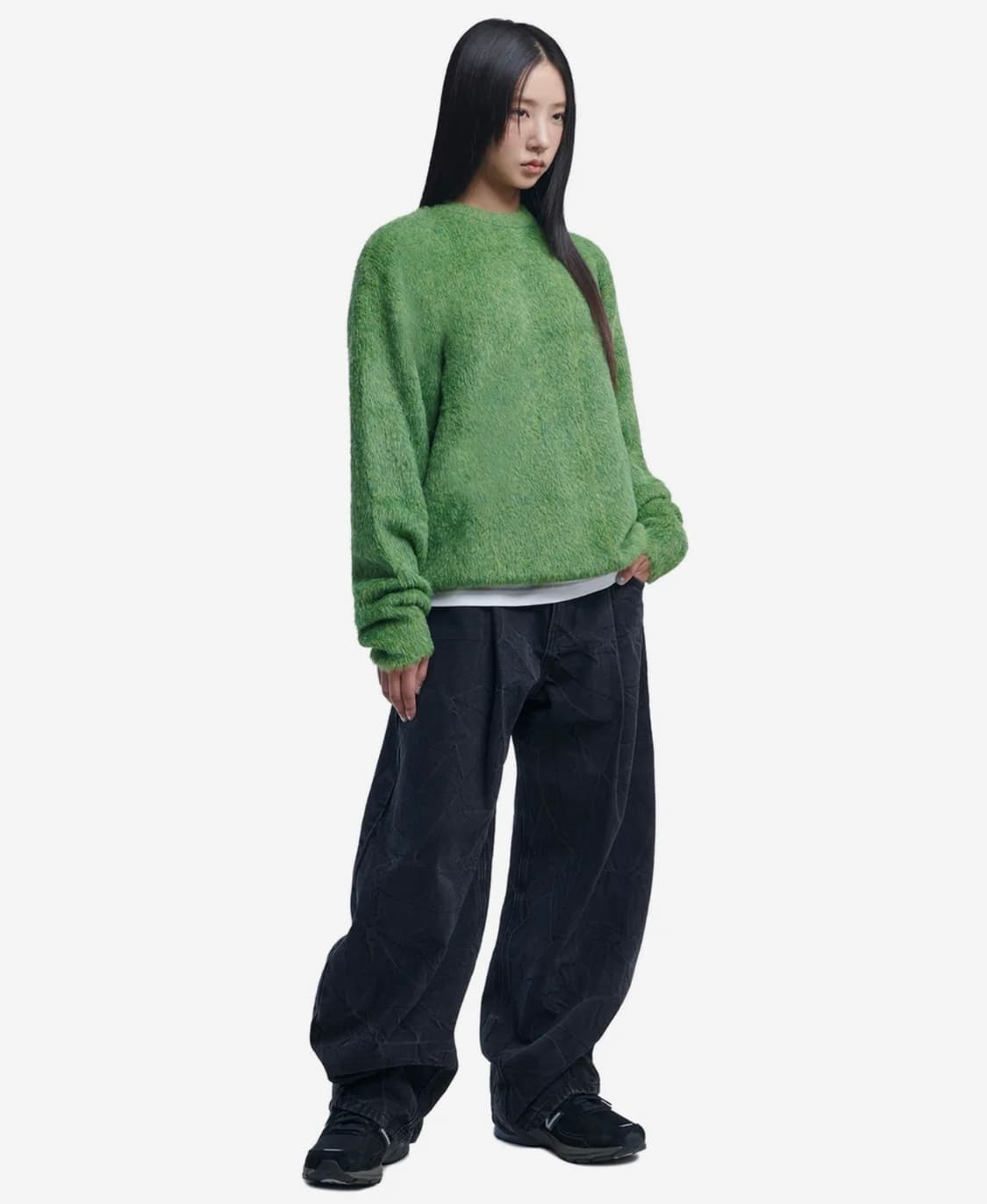 노매뉴얼 헤어리 니트 그린 M 상품이미지3