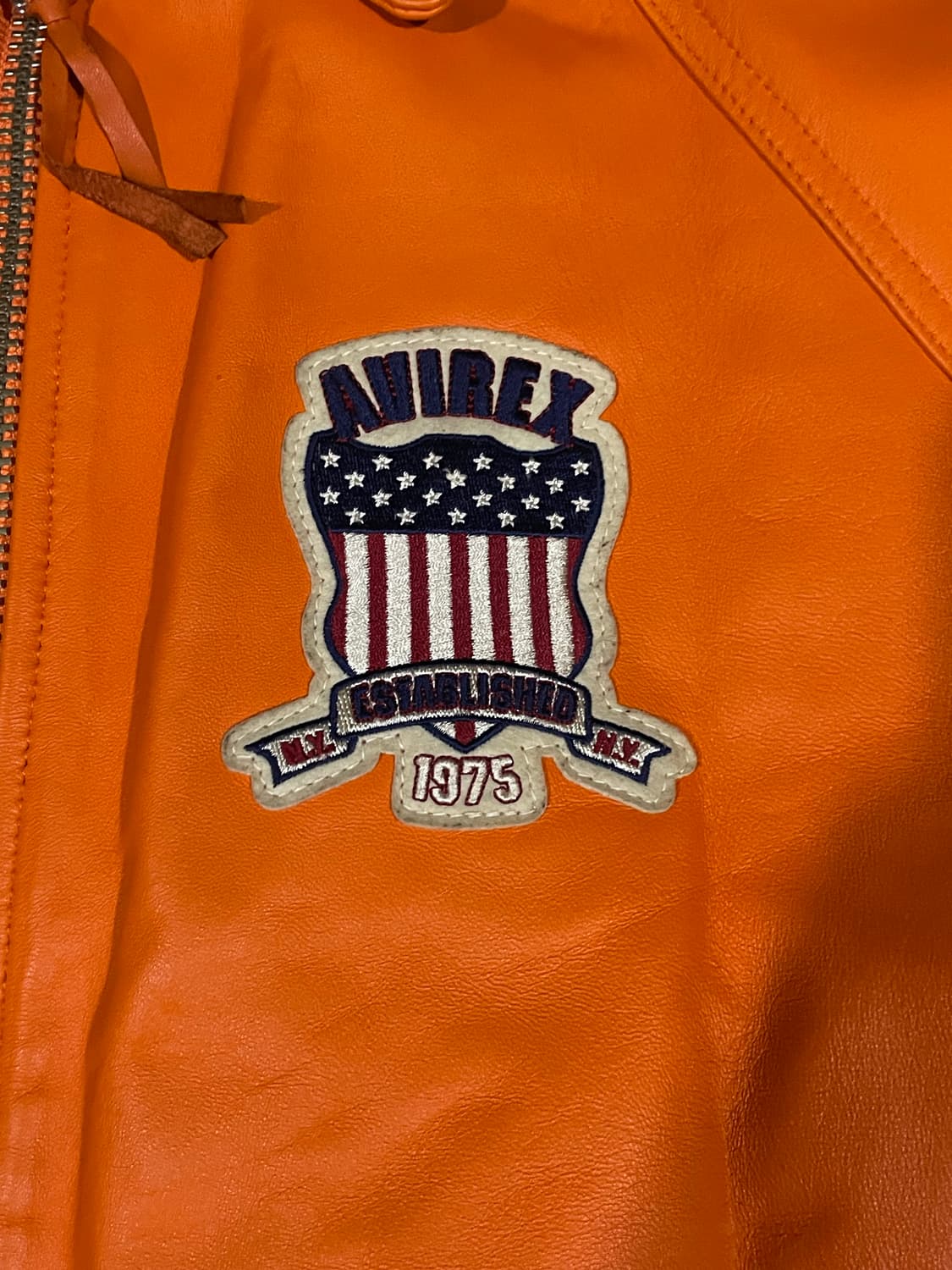 [XXL] 아비렉스 AVIREX 아이콘 레더 자켓 가죽 자켓 오렌지 상품이미지3