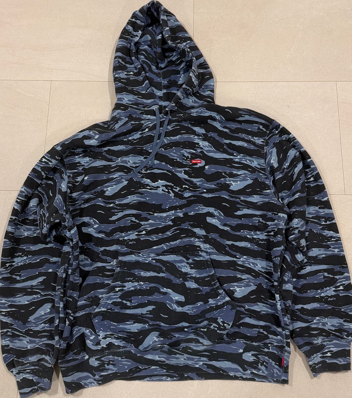 슈프림 스몰 박스 후드 스웨트 셔츠 블루 타이거 카모 후드티 상품이미지1