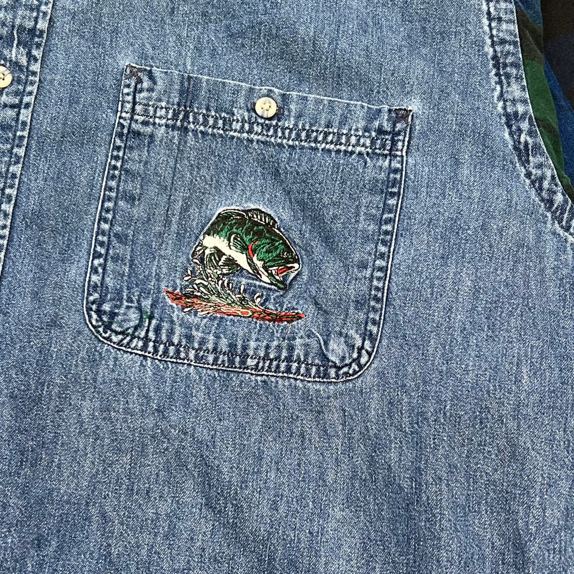 캐나디안 아웃도어 체크 배색 데님 셔츠 r3350 상품이미지4