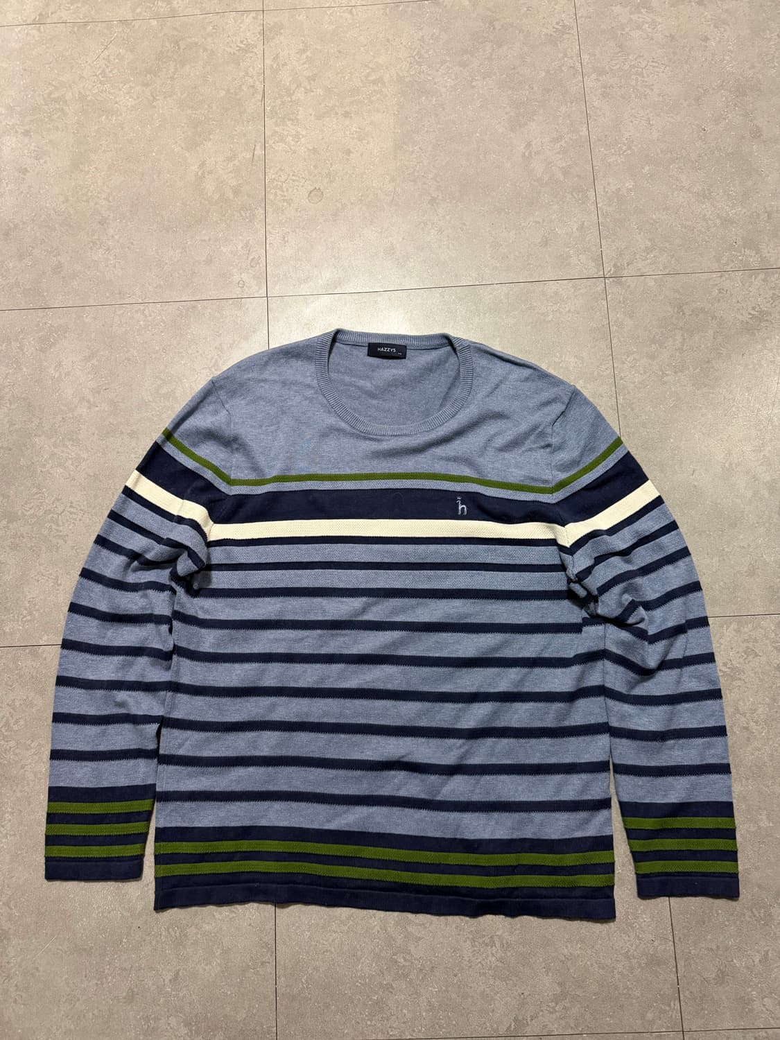 해지스 스트라이프 패턴 빈티지 코튼 니트 110size   상품이미지1