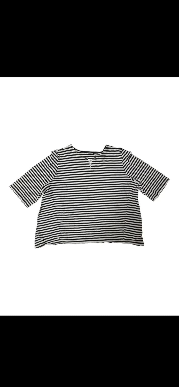 T-259 JPN 블랙 디테일 스트라이프 반팔티 OS 상품이미지1