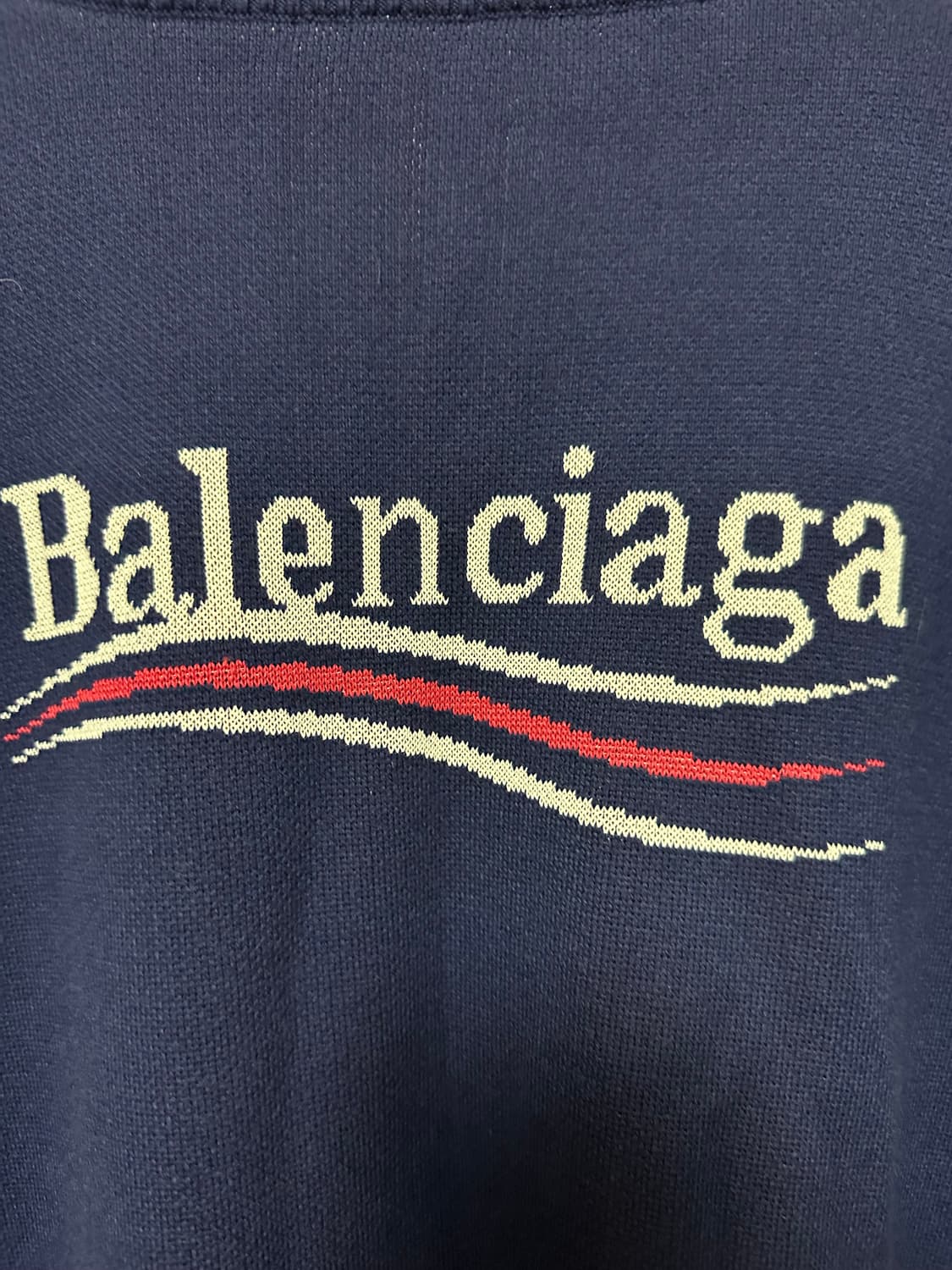 (새상품급!!) 22FW 발렌시아가 네이비 웨이브 로고 니트 L 상품이미지6