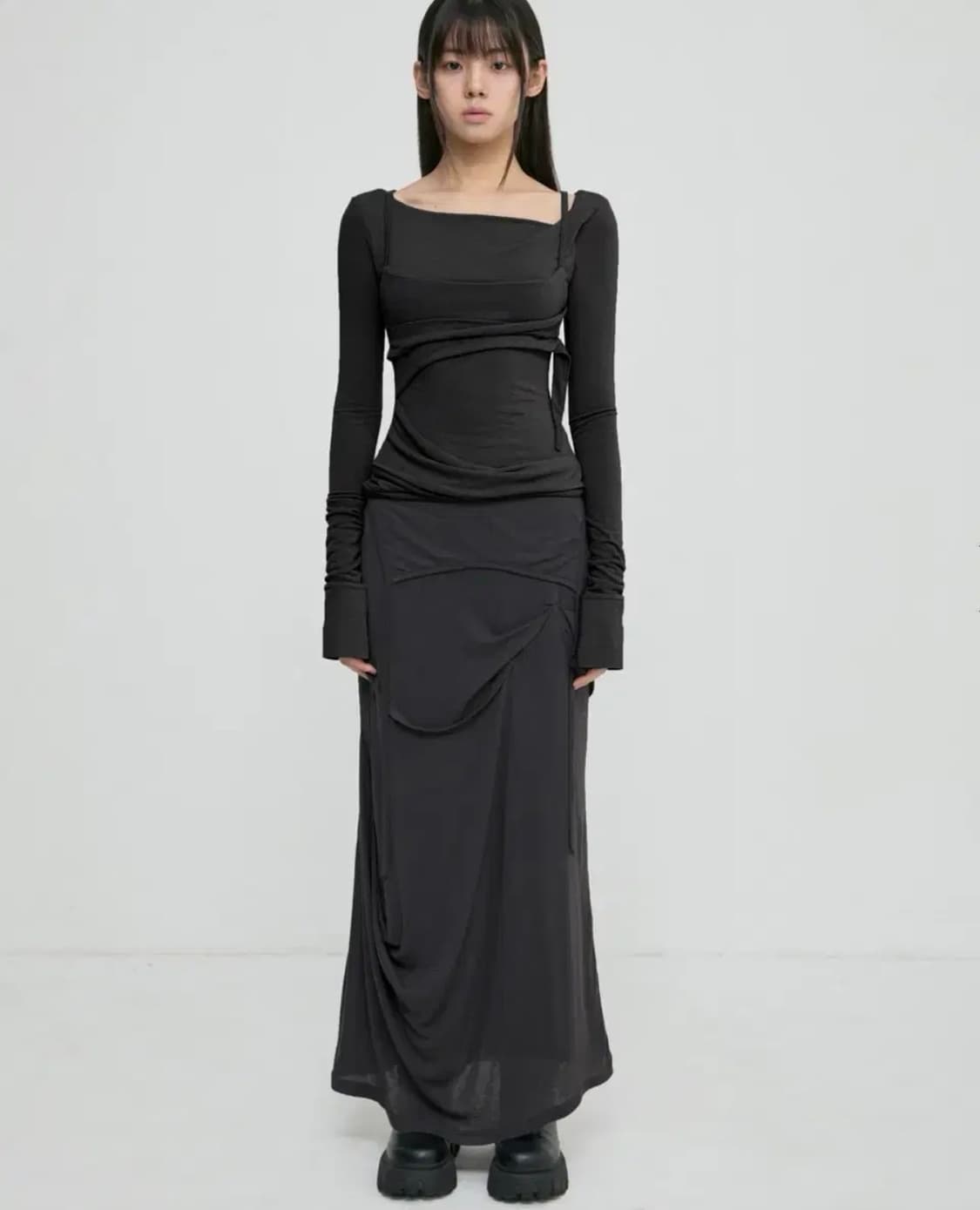 Flareup Asymmetrical Draped Long Skirt 상품이미지4