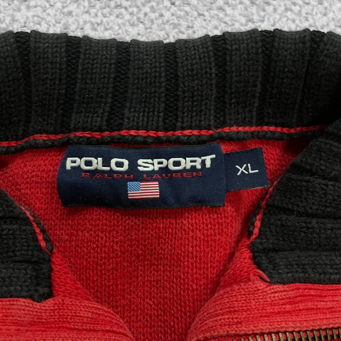 폴로 랄프로렌 스포츠 로고 코튼 하프 집업 니트 레드 상품이미지3