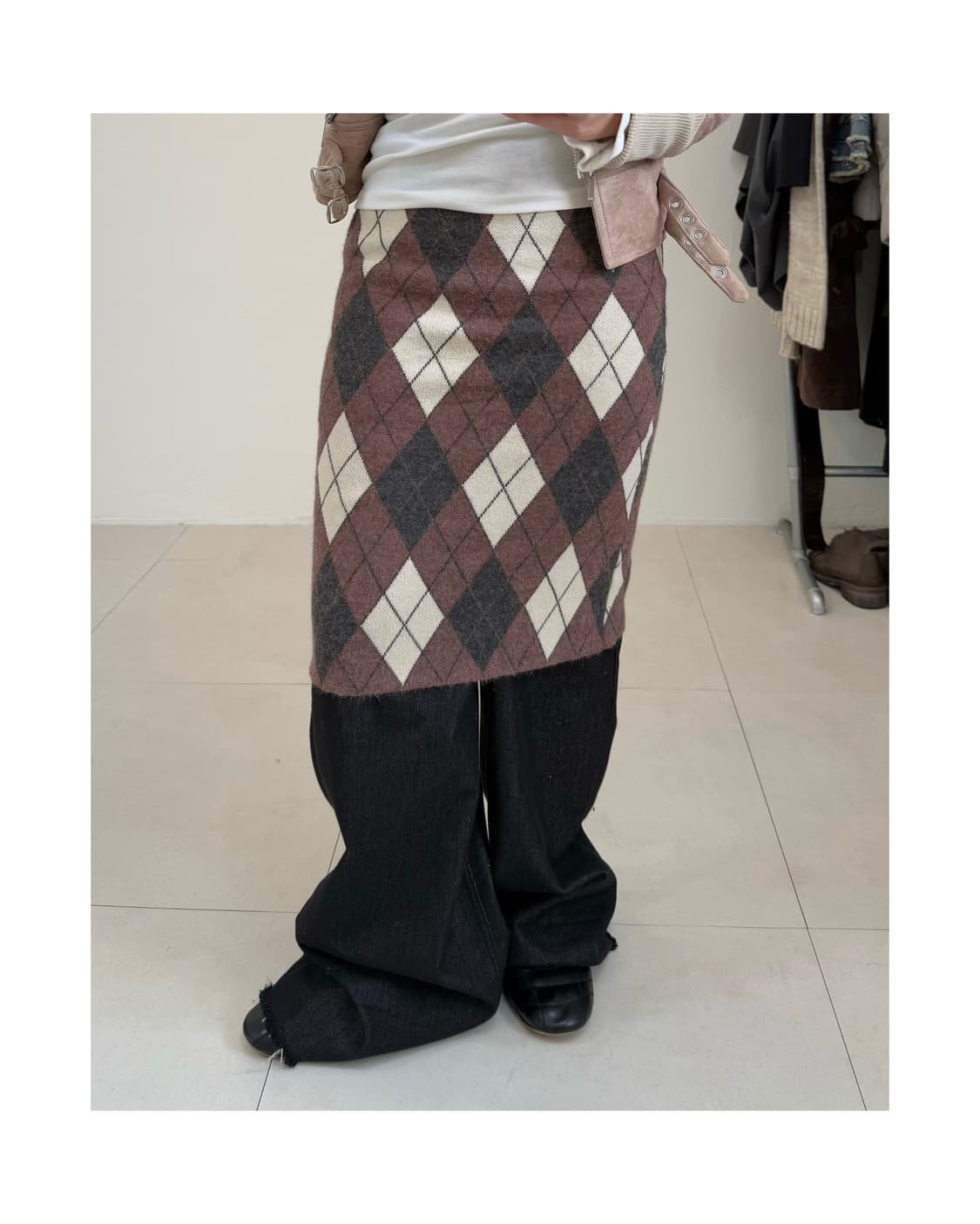 빈티지 아가일 니트 스커트 상품이미지1