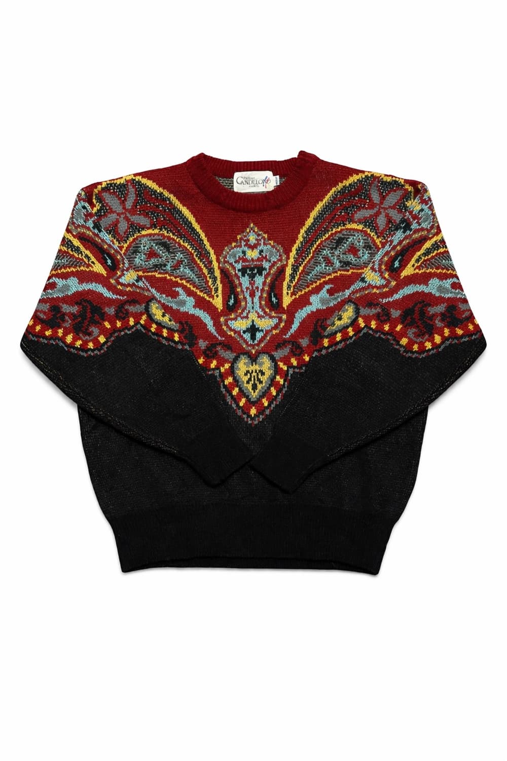 90s 프랑스 파리 빈티지 캉델로로 자카드 에스닉 보헤미안 니트 스웨터 상품이미지1