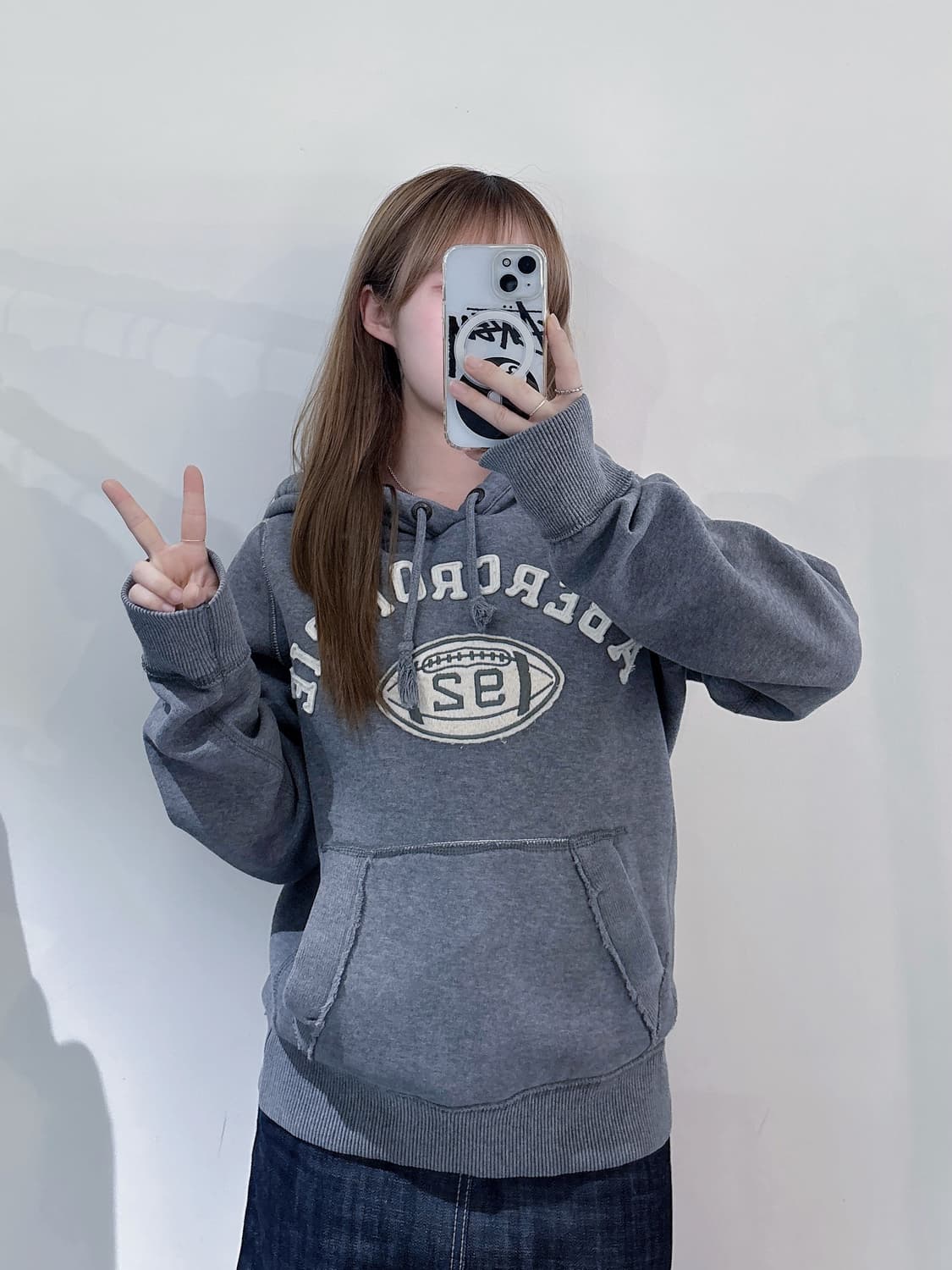 아베크롬비 빅로고 그레이 헤비스웻 후드 상품이미지1