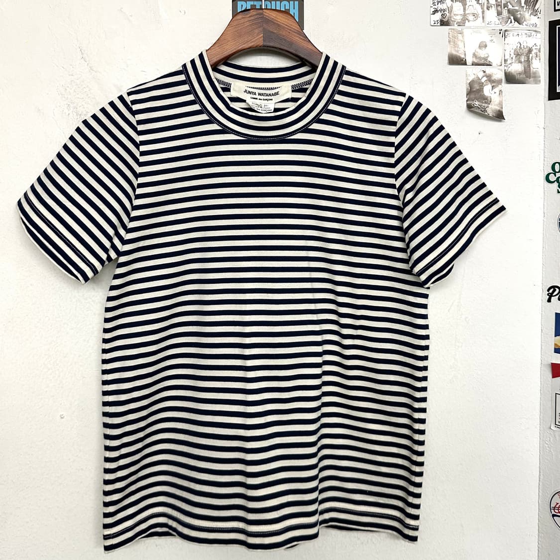 꼼데가르송 준야와타나베 스트라이프 목넥 티 상품이미지1