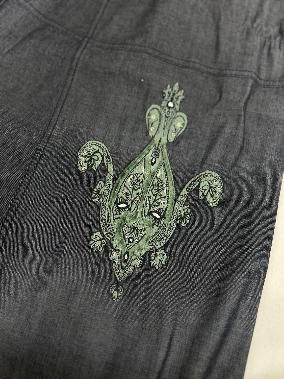 (OS)빈티지 겐조 JPN 오리엔탈 생지 리본 스커트 상품이미지3