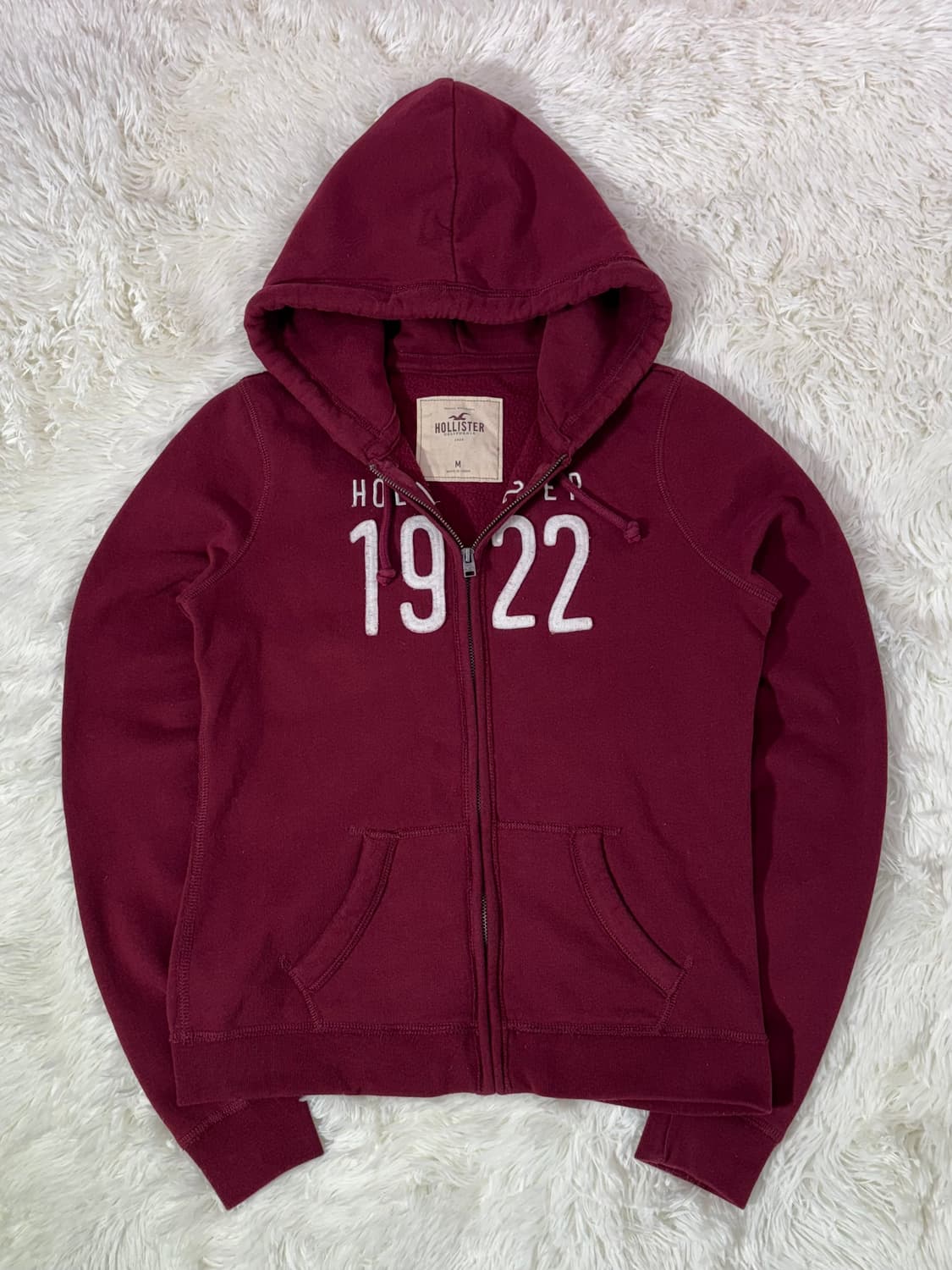 홀리스터 버건디 빅로고 후드집업 상품이미지4