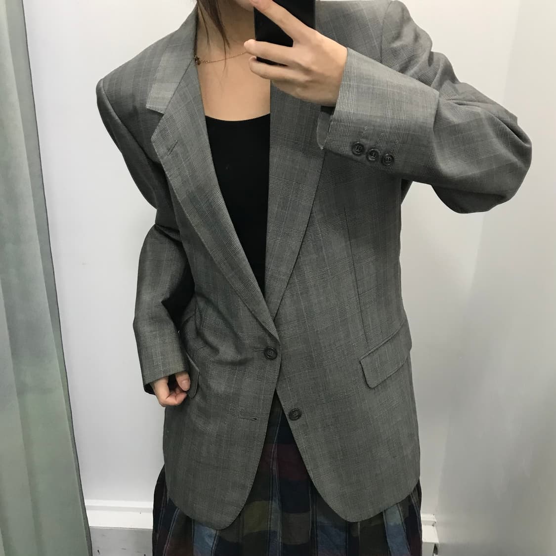 입생로랑 그레이 체크 모혼방 자켓 상품이미지2