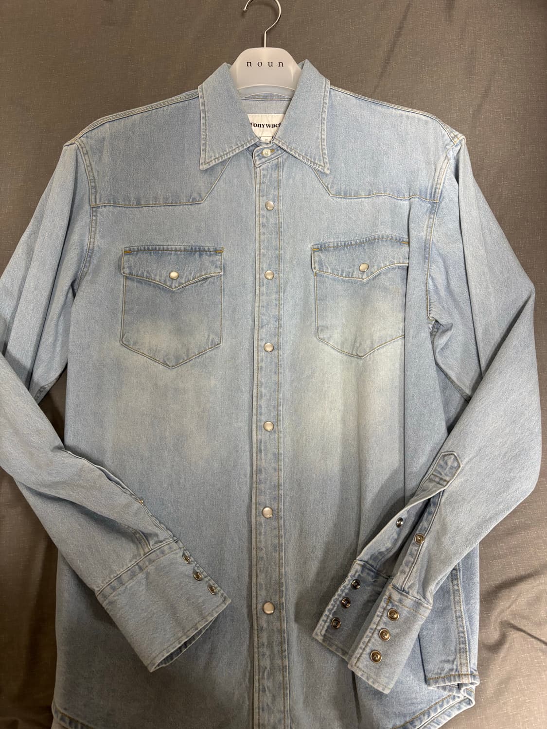 (주우재착용)토니웩 워싱 데님 웨스턴 셔츠 연청 XL 상품이미지3