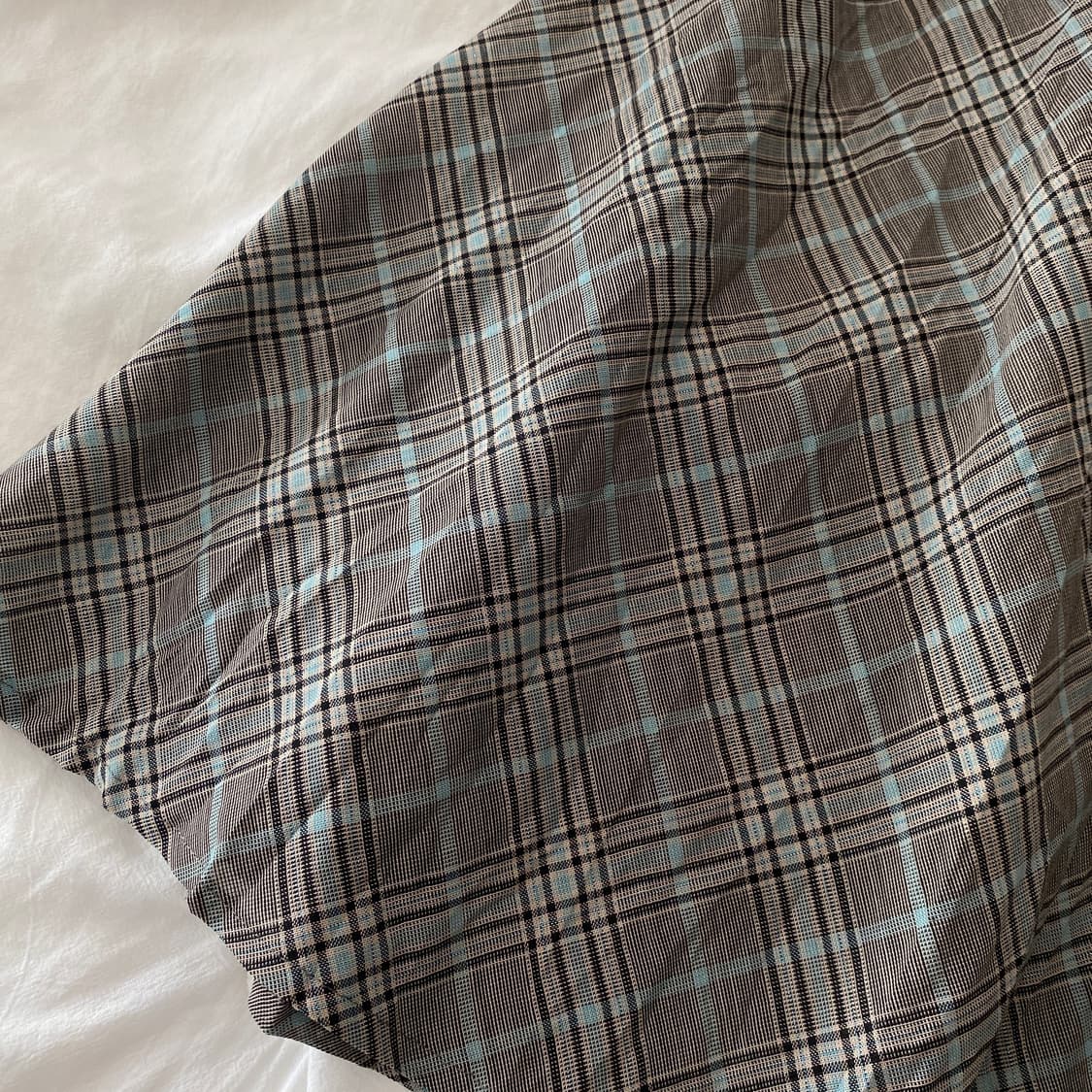 빈티지 체크 미디 스커트 / 브라운 민트 플레어 상품이미지4