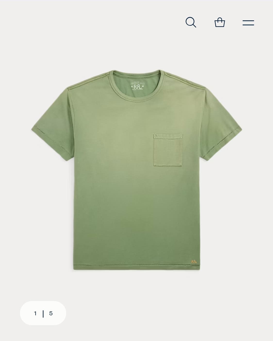 RRL 가먼트 다이 포켓 티셔츠 라이트 그린 L 상품이미지1