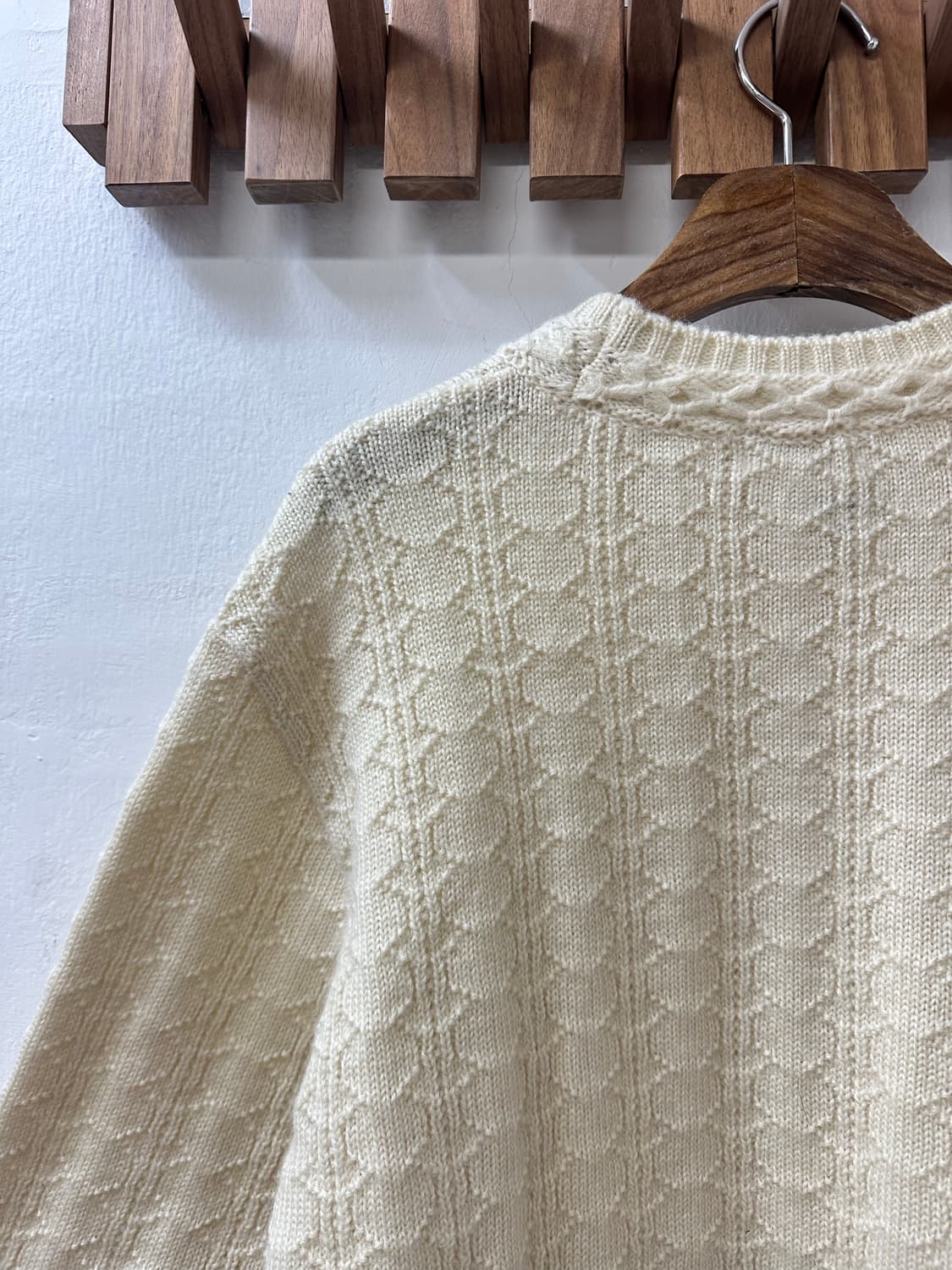 일본빈티지 아이보리 아란 텍스처 울100% 스웨터 니트 상품이미지5