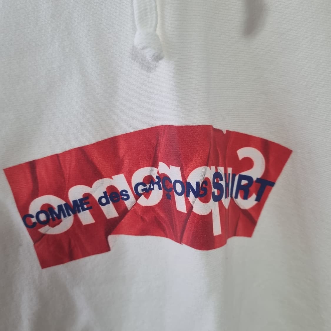 슈프림 꼼데가르송 박스로고 후드 화이트 M사이즈 상품이미지5