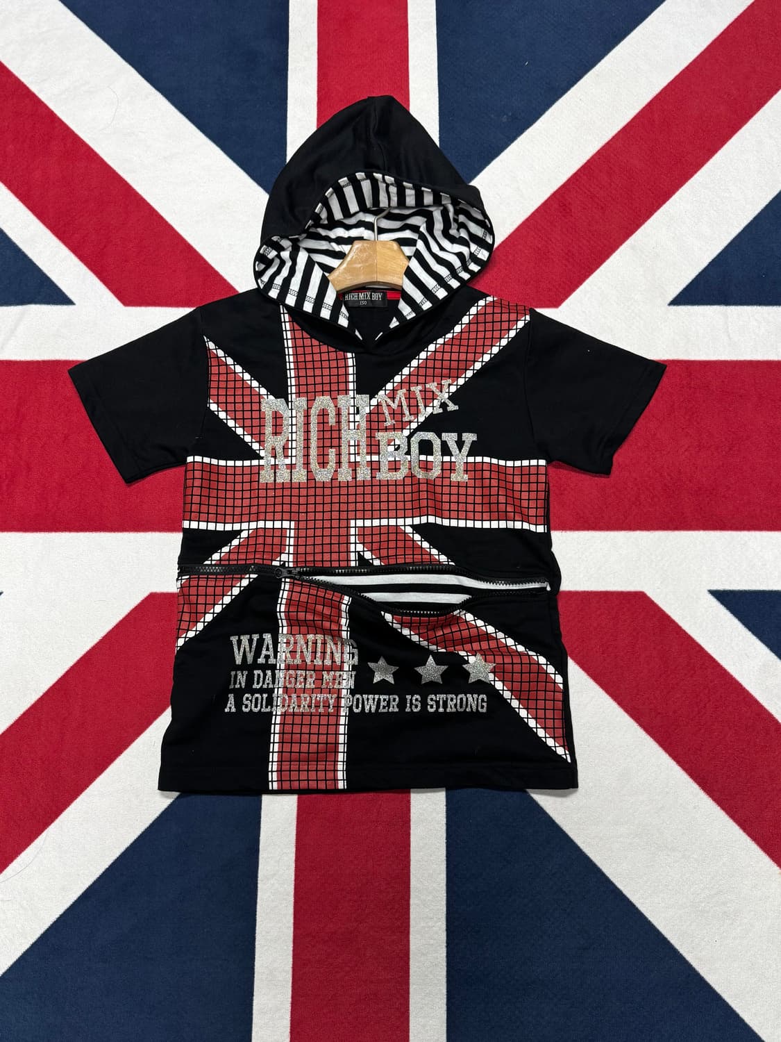 펑크 유니언잭 후드반팔 상품이미지1