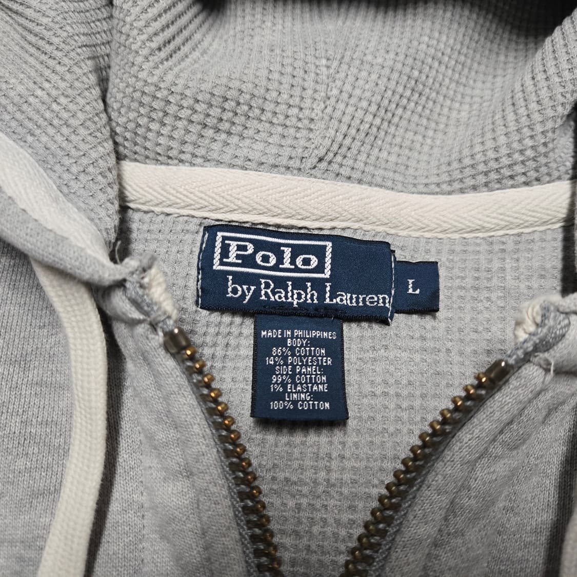 L 폴로랄프로렌 써멀 헤비코튼 투웨이 집업 후드 그레이 상품이미지3