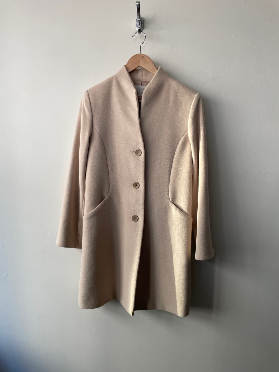 light beige angora blend half coat 상품이미지1