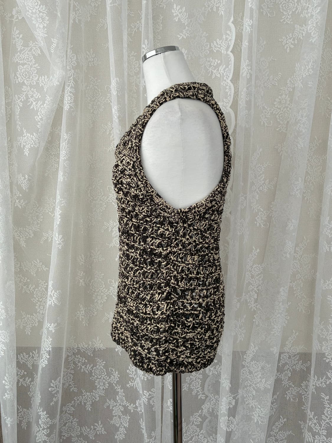 XS) 앤아더스토리즈 니트 슬리브리스 탑 베이지 상품이미지3