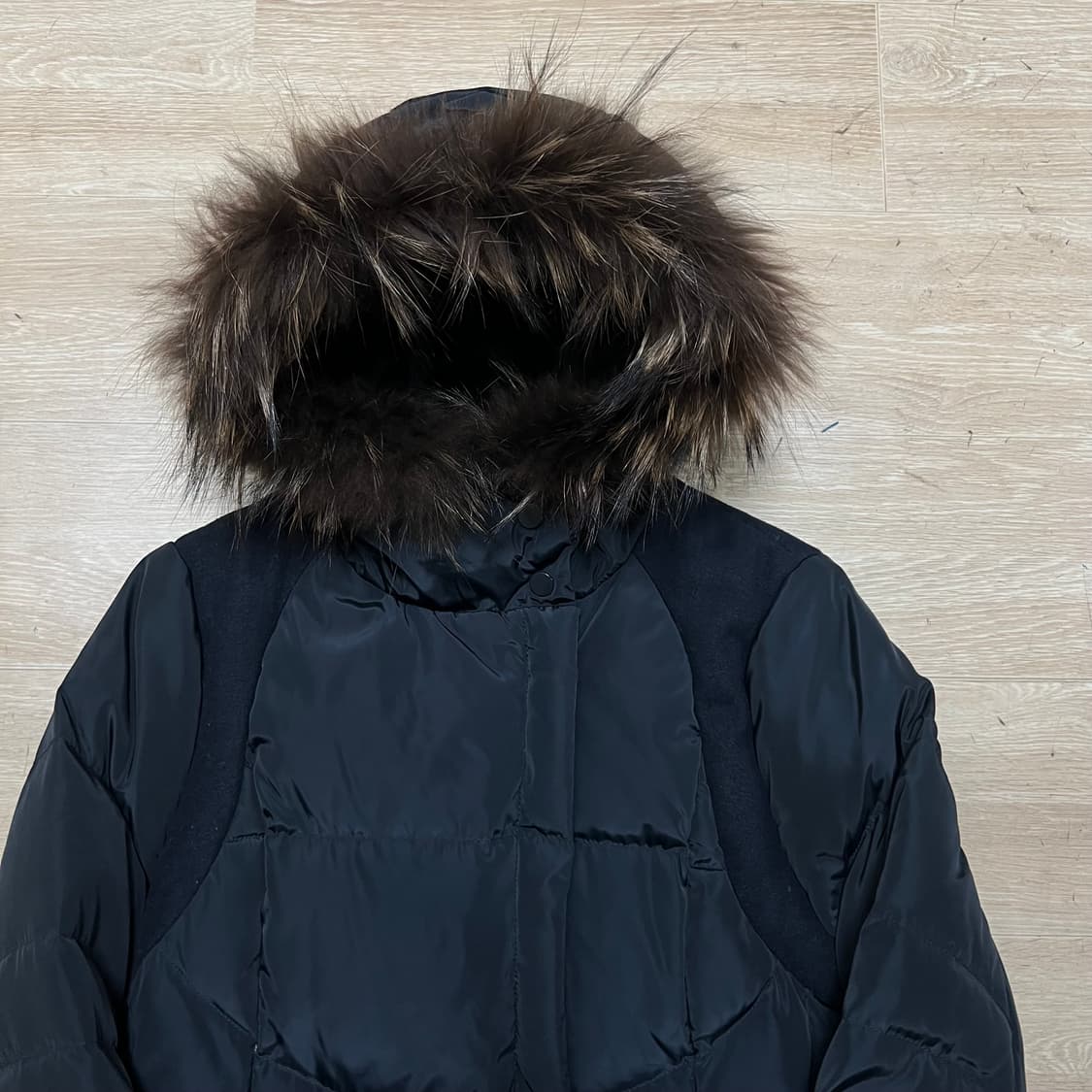 닉스 여성 라쿤퍼 후드 덕다운 롱패딩 점퍼 [다크 네이비] S/90 상품이미지2