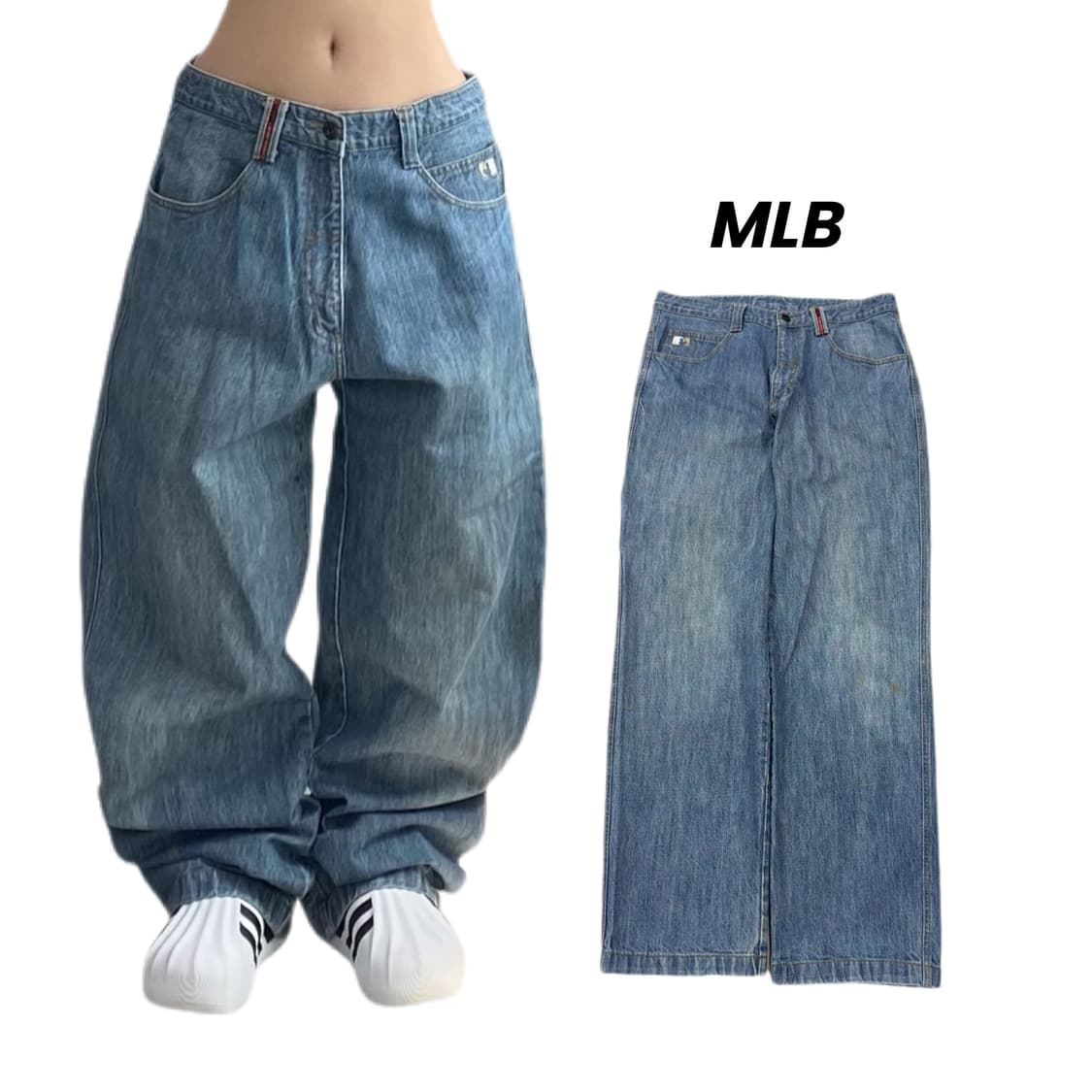MLB 00s 카펜터 올드스쿨 와이드 힙합 데님팬츠 상품이미지1