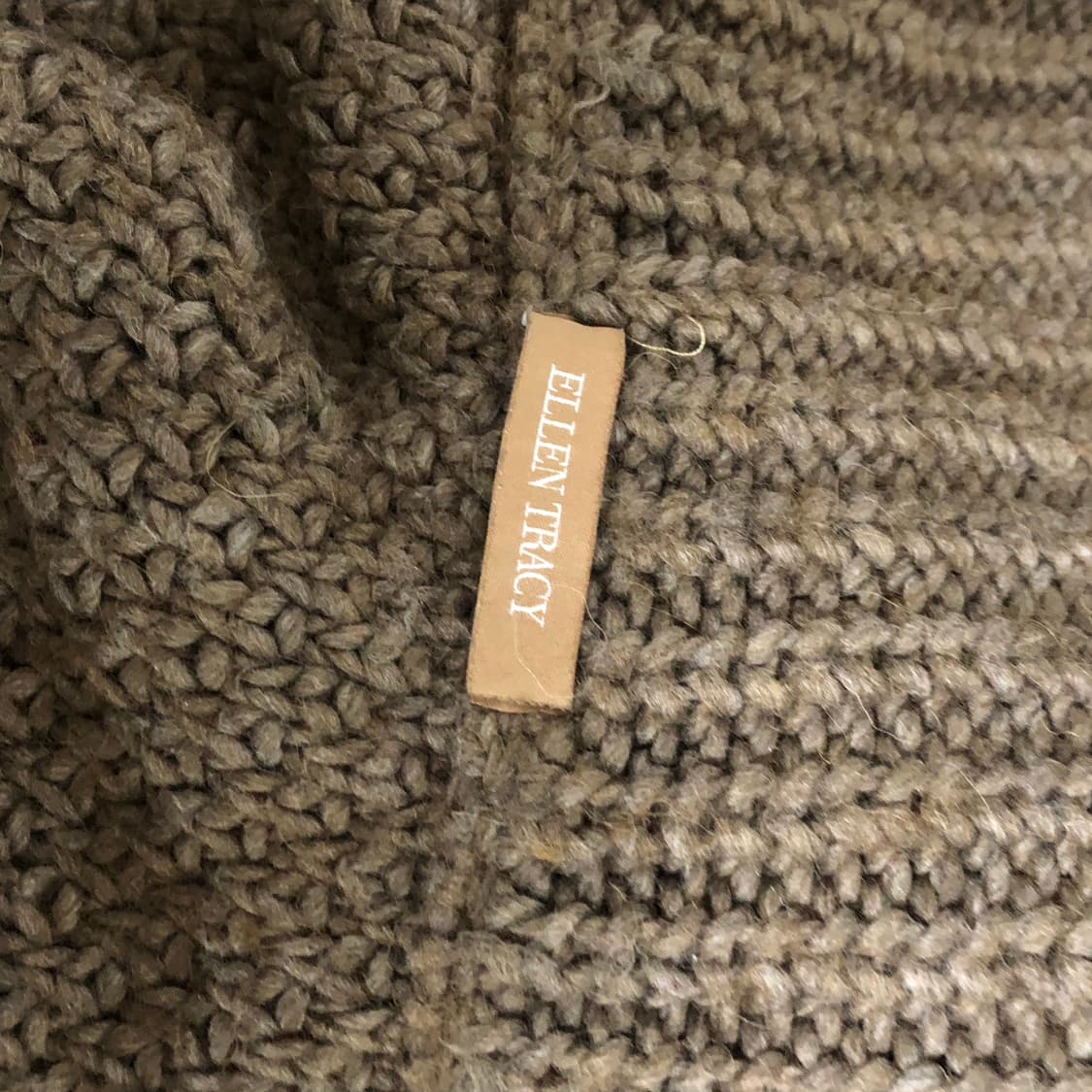 ELLEN TRACY 카키 브라운 하이넥 가오리 니트 집업 상품이미지4