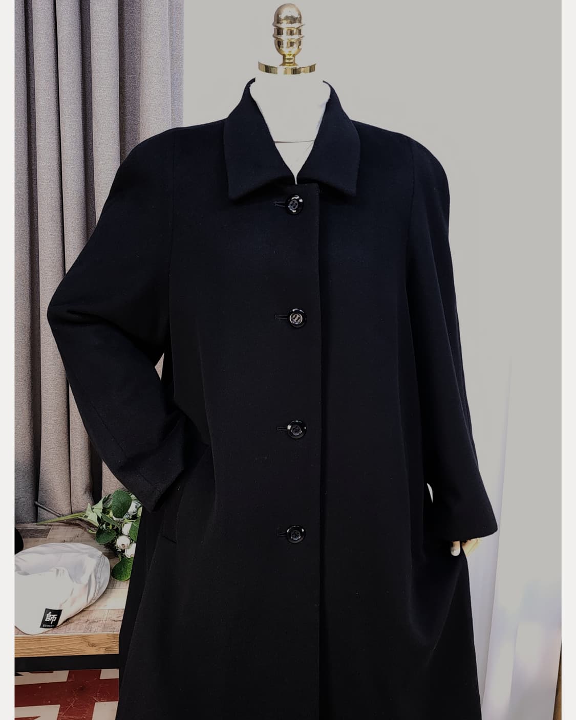 캐시미어100% 블랙코트 상품이미지8