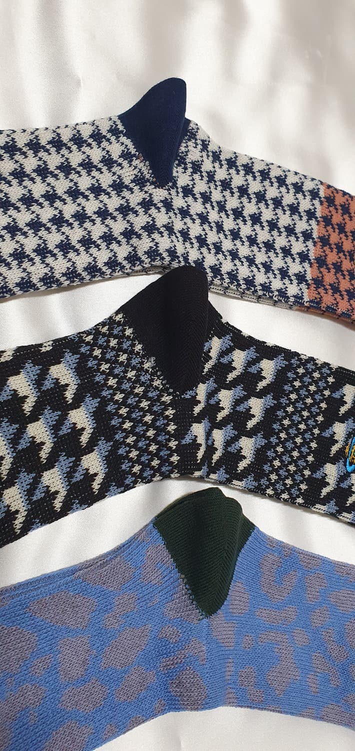 블루 브라운 그레이 블랙 제비체크 호피 레오파드 비비안웨스트우드 양말 상품이미지9