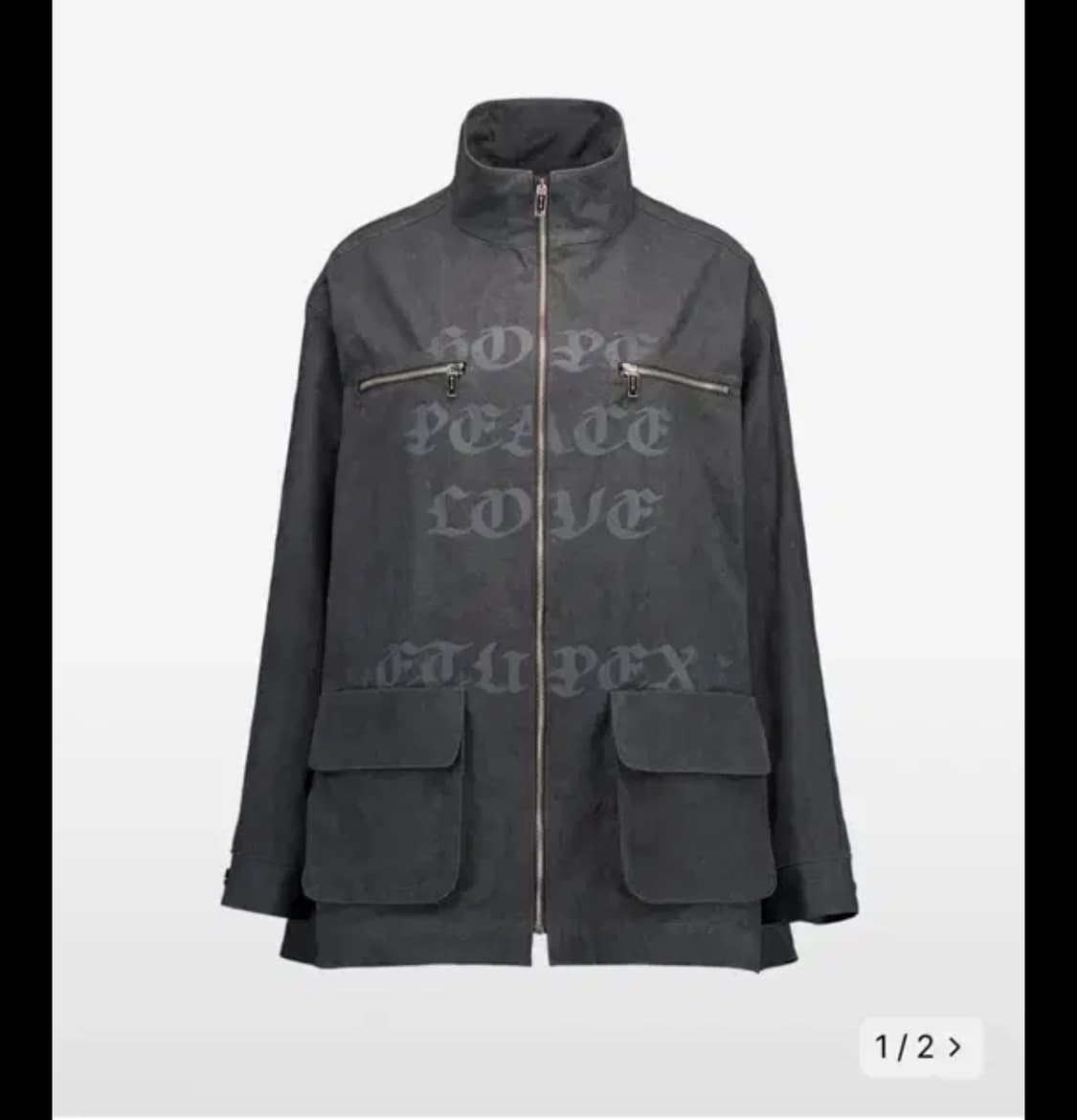셋업이엑스이 호프 피스 러브 코튼 자켓 재킷 차콜 상품이미지1