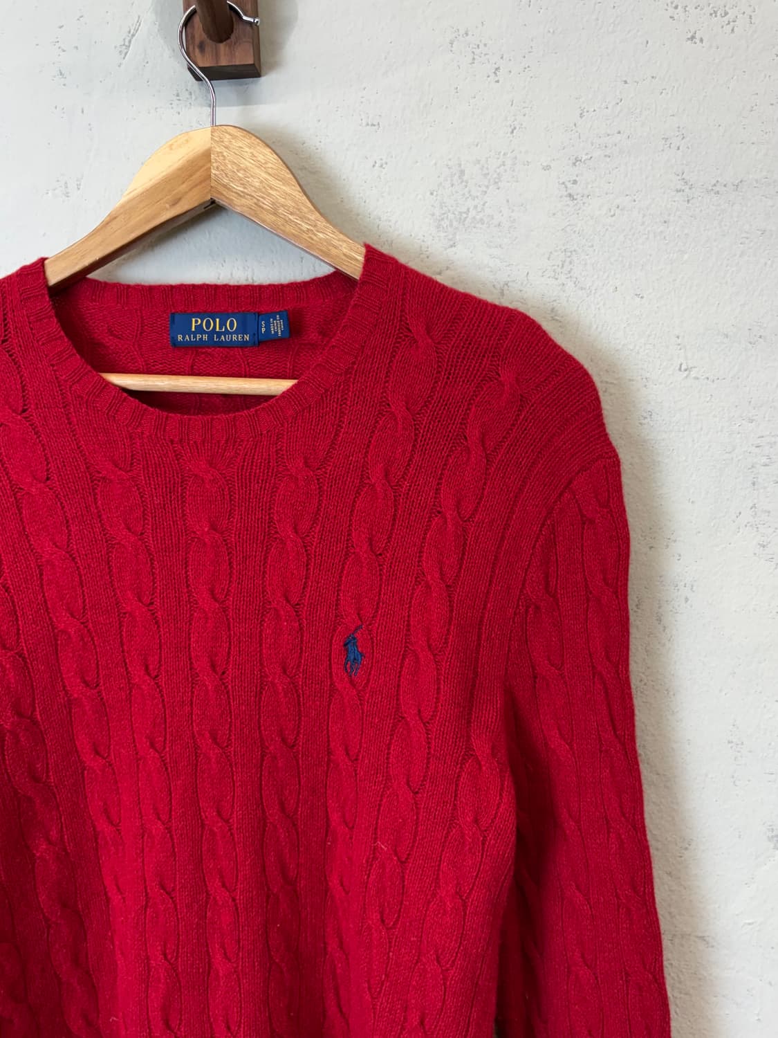 폴로랄프로렌 레드 울 꽈배기 니트 상품이미지2