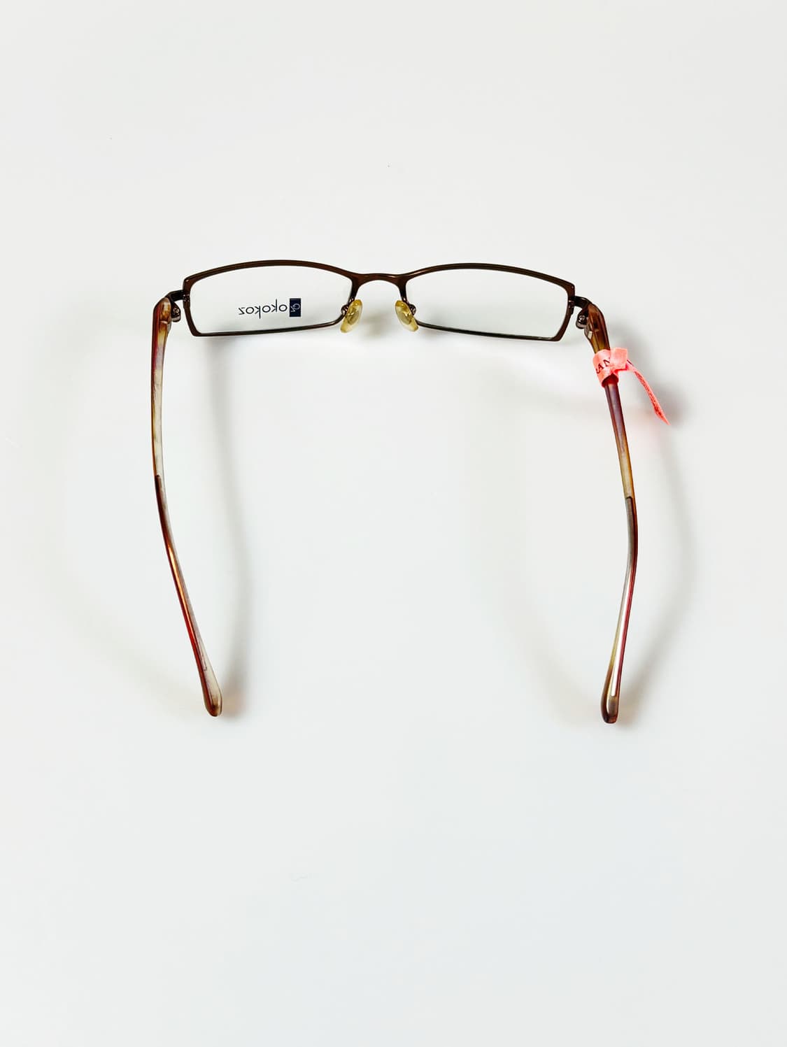 OKOKOZ 브라운 티타늄 메탈 슬림 스퀘어 빈티지 안경 상품이미지5