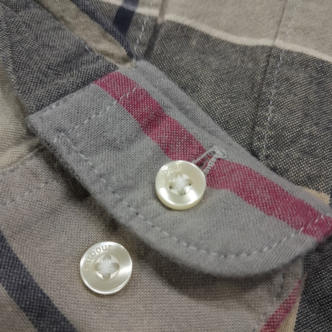 CL298 M 바버 버튼다운 타탄 베이지 셔츠 남방 상품이미지5