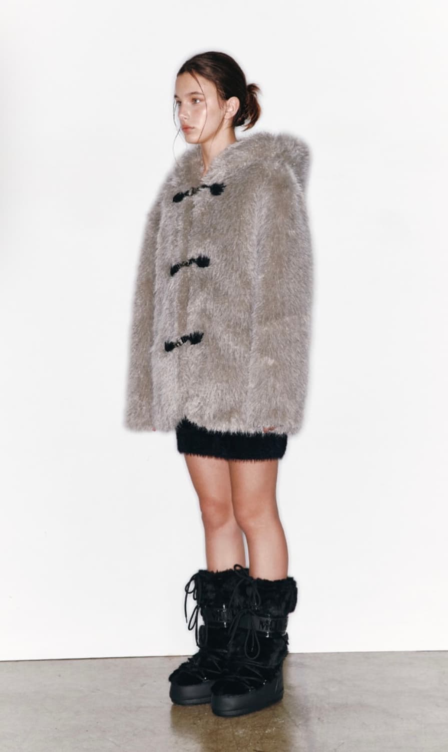 아수라 버클 퍼 코트 (grey) 상품이미지2